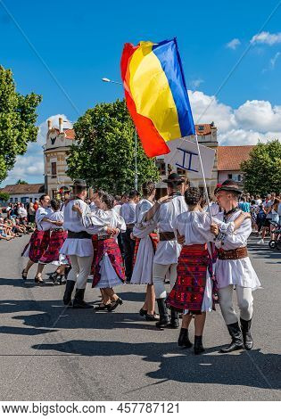 Straznice, Czech Republic - June 25, 2022 International Folklore Festival. Men And Women In Romanian