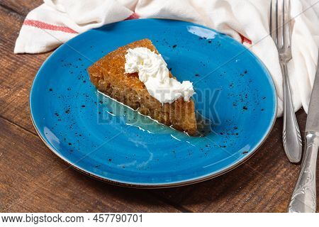 Turkish Traditional Dessert Bread Kadayif / Bread Pudding. Turkish Name Ekmek Kadayıfı