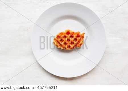 Croissant Waffle Or Croffle With Chocolate Sauce Served In Box And White Background
