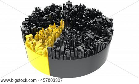 Black And Yellow Circular Based Concept Of Rich And Poor Peoples With White Background