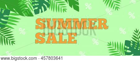 Summer Sale Banner. Illustration In Flat Style.