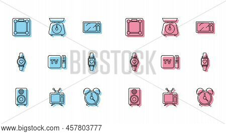 Set Line Stereo Speaker, Television, Bathroom Scales, Alarm Clock, Tv Box Receiver And Player With R