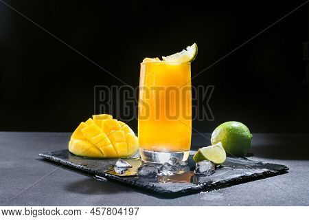 A Mexican Smoothie Drink Made From Mango, Chili Peppers, Salt, And Lime. A Refreshing Summer Smoothi
