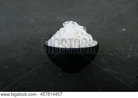 Bihun Or Vermicelli Or  Rice Noodles Or Angel Hair Isolated On Black Background