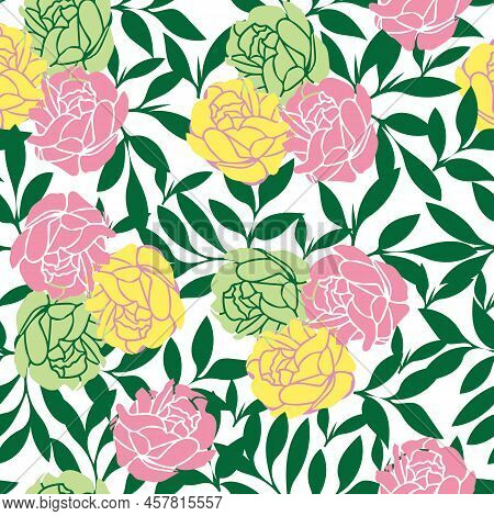 Seamless Abstract Vector Roses Pattern Illustration Background