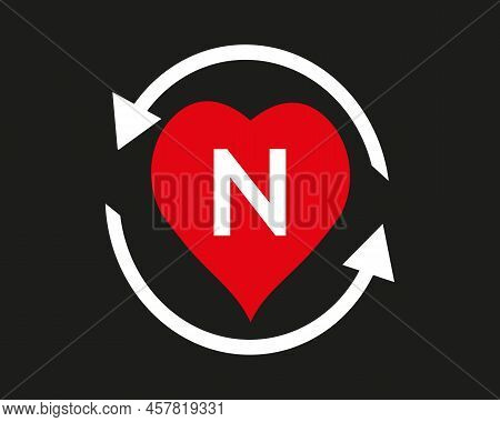 N Vector Logo Icon With Love Shape And Aro Illustration Design Isolated Background Symbol