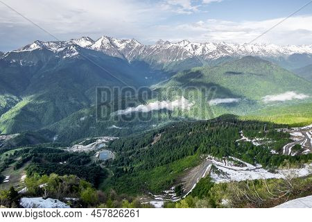 Sochi. Russia. 2 June 2022. View From Observation Deck At  Roza Peak Mountain In Sochi Resort City R