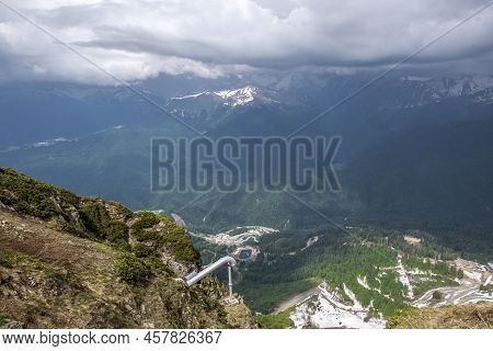 Sochi. Russia. 2 June 2022. View From Observation Deck At  Roza Peak Mountain In Sochi Resort City R