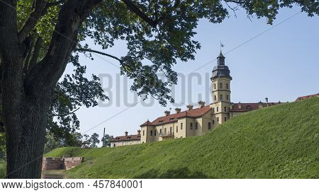 Image Of Nesvizh Castle, Belarus. Medieval Castle And Palace. Restored Medieval Fortress. Heritage C