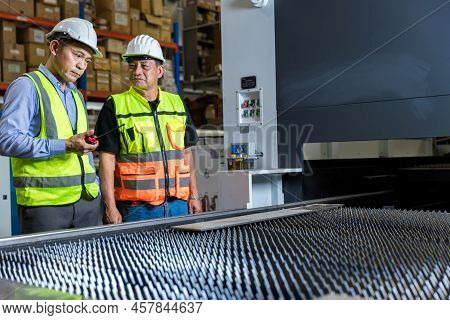 Eam Foreman Or Team Worker Working In Warehouse. Industrial And Industrial Workers Concept. Worker W