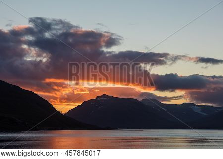 Sunset Over The Peninsula Sea And Mountains Beautiful Planet