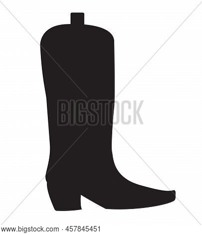 An Isolated Cowboy Boot In Black Silhouette