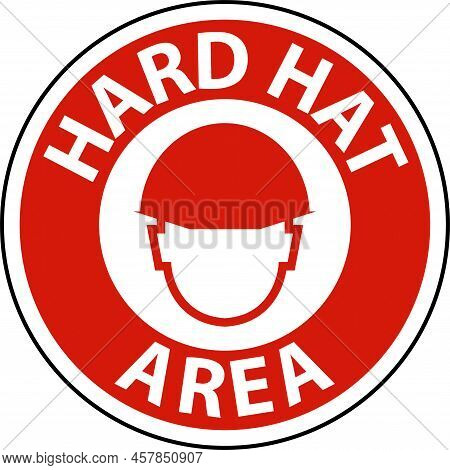 Hard Hat Area Floor Sign On White Background