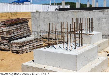 Monolithic Reinforced Concrete Foundations For The Construction Of A Residential Building. Grillage 