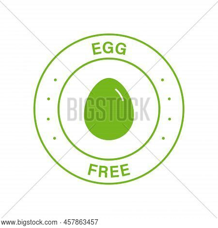 Egg Range Free Green Circle Stamp. No Chicken Organic Eggs Icon. No Egg Allergic Product For Vegan L
