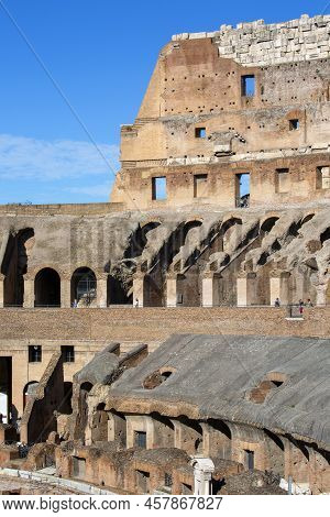 Rome, Italy - October 8, 2020: Colosseum, 1st Century Antique, Oval Amphitheatre In The Centre Of Th