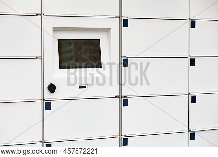 Mail Terminal With Automatic Self-service Boxes Close-up