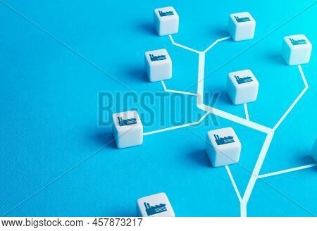 United Enterprises And Factories In Economy Tree. Supply Of Energy Resources And Raw Materials. Oil 