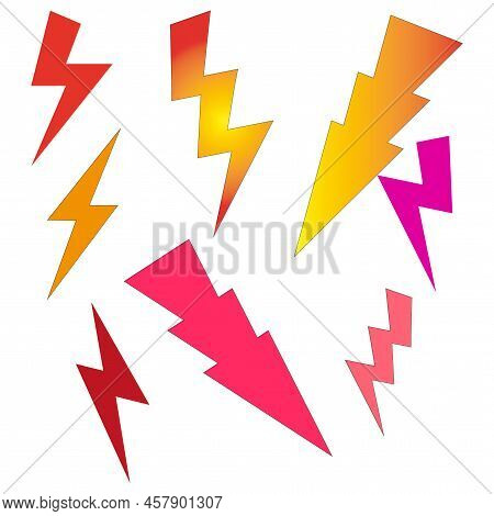 Electric Power. Lightning Icons. Vector Illustration. Stock Image.