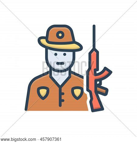 Color Illustration Icon For Hunter Huntsman Chaser Poacher Gunner Trapper Predator Shooter