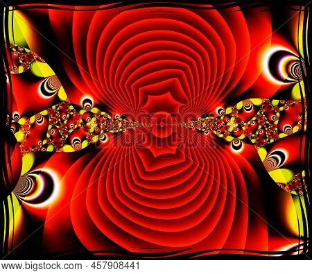Computer Generated Abstract Colorful Fractal Artwork With Opposite Riples