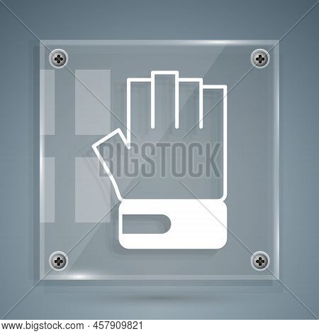 White Mma Glove Icon Isolated On Grey Background. Sports Accessory Fighters. Warrior Gloves. Square 