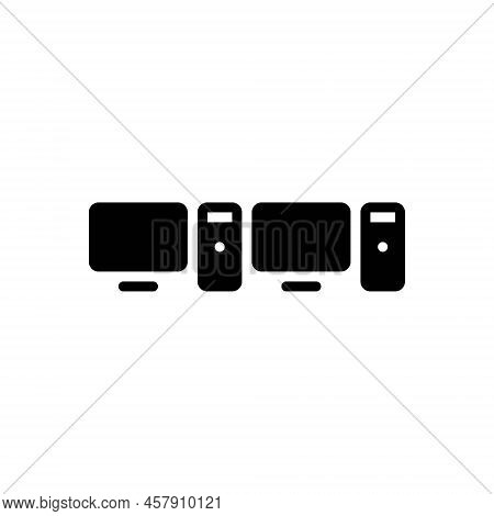 Black Solid Icon For Desktop Computer Minicomputer Device Digital Electronic Multimedia Equipment