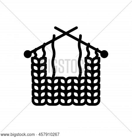 Black Solid Icon For Knitting Knitwork Weaving Yarn Crochet  Hande-made Needles Wool Thread Handcraf