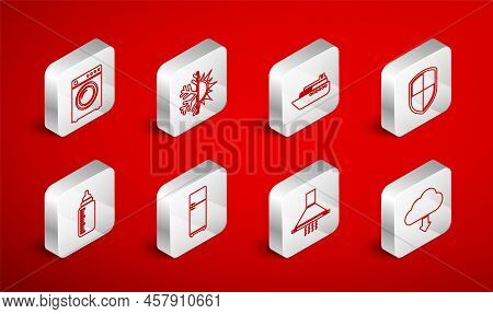 Set Line Cloud Download, Sun And Snowflake, Ship, Shield, Kitchen Extractor Fan, Washer, Refrigerato