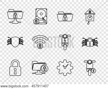 Set Line Lock, Electric Scooter, Folder And Lock, Ftp Folder, Wifi Locked, Time Management And Cyber