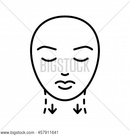 Face Medical Beauty Procedure And On Neck, Line Icon. Facelift, Aesthetic Contour, Smoothing Wrinkle