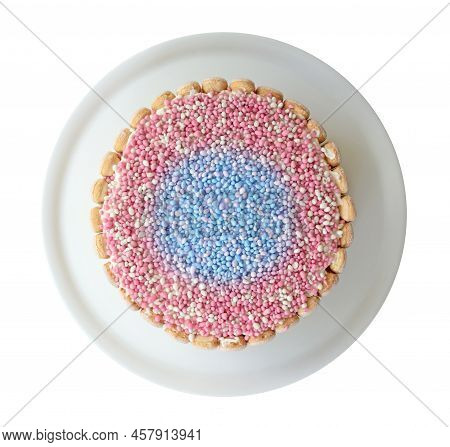Typical Dutch Mouse Rusk With Pink Mice On A Cake, For Baby Girl Or Boy Shower
