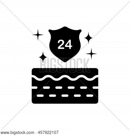 Skin Protect 24h Silhouette Icon. Every 24 Hours Barrier Safety For Skin Pictogram. Skin Layer And S