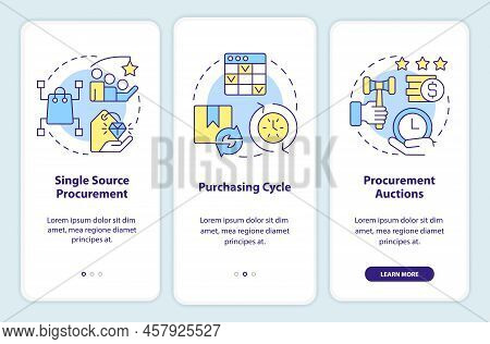 Procurement Strategy Examples Onboarding Mobile App Screen. Auctions Walkthrough 3 Steps Editable Gr