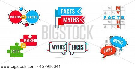Myths Vs Facts Icons, Truth And False Badge Popups, Vector True And Fiction Bubbles. Myths Vs Facts 