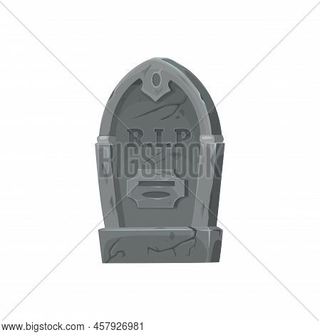 Cemetery Tomb, Grave Stone, Halloween Isolated Vector Graveyard Building. Old Cracked Gravestone Mau