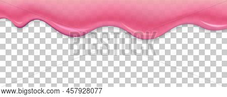 Dripping Candy Jam. Splash Melt Pink Syrip. Vector Drop Liquid.
