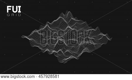 Fui Gui 3d Vector Landscape Scan Grid. Abstract Futuristic Background. Sci-fi Hi-tech Design