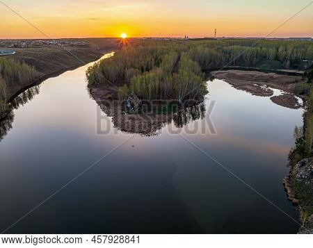 Confluence Of The Iset And Kamenka Rivers In The City Kamensk-uralskiy. Iset And Kamenka Rivers, Kam