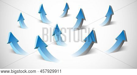 Blue Big Thick Curved 3d Arrows Pattern Background -  Vector Design Template