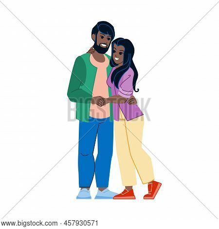 Indian Couple Vector. Happy Man Woman Family, Young Home Love, Mature Lifestule Indian Couple Charac