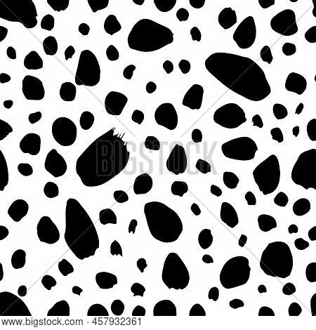 Black Uneven Specks, Spots, Blobs Seamless Pattern