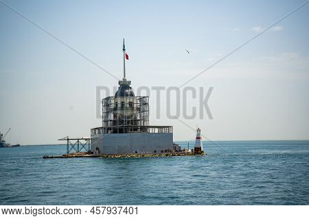 Maidens Tower, One Of The Historical Landmarks Of Istanbul, Is Being Restored In Istanbul, Turkey