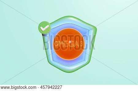 The Vitamins Your Body Needs Concept, 3d Protect Your Health With Omega 3 Fatty Acids, Shield Icon, 