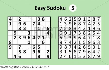 Sudoku Game With Answers. Easy Complexity. Simple Vector