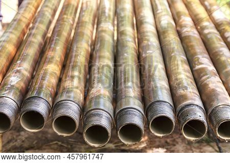 Pipes For Drilling Water. Drill Casing Set. Long Layout