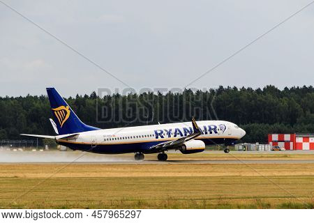 Ryanair Boeing 737-8as Takes Off From The Runway At Riga International Airport. Riga International A