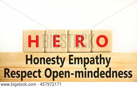 Hero Honesty Empathy Respect Oneness Symbol. Concept Words Hero Honesty Empathy Respect Oneness On B