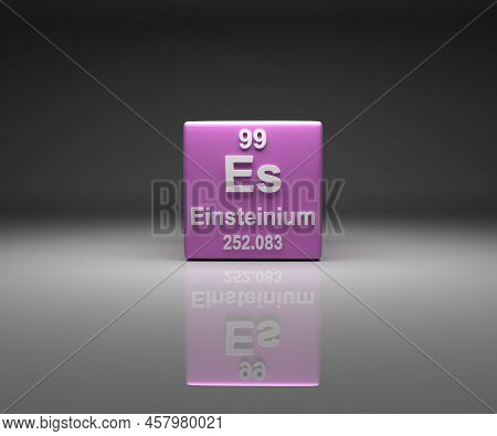 Cube With Einsteinium Number 99 Periodic Table, 3d Rendering