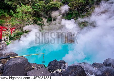 Hot Spring  (hell) Blue Water In Umi-zigoku In Beppu Oita, Japan